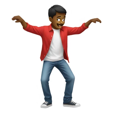A boy dabbing in red shirt sticker