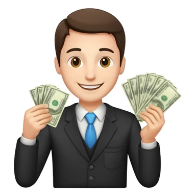 guy giving refund money to other person sticker