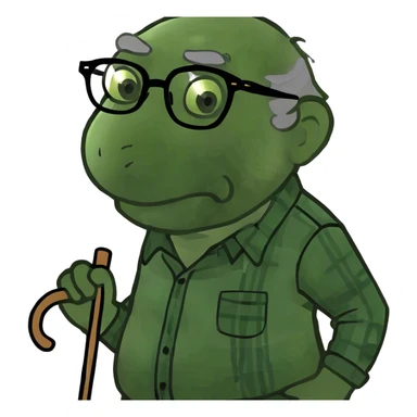 grandpa holding his back with a cane  sticker