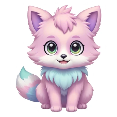 Kawaii pastel colorful ethereal anthro fursona Fakemon sticker