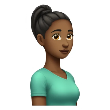A girl with a high ponytail on her right side profile and has a spot of hyperpigmentation on her cheek and she is side eyeing and she is black sticker