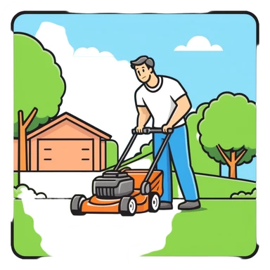 Dad mowing the lawn  sticker