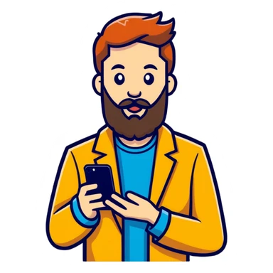 bold man with beard speaking on an iPhone sticker
