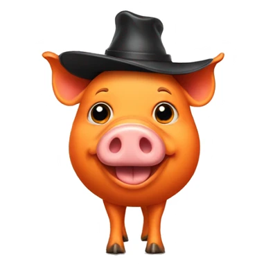 Orange pig wearing tall hat sticker