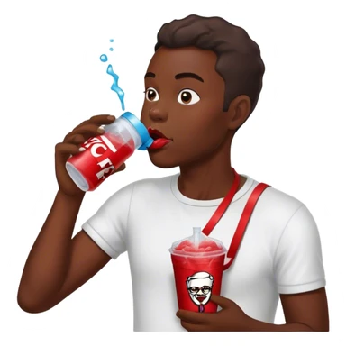 an african male eating kfc, drinking kool aid and some dust out of a water bottle sticker