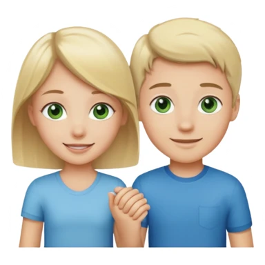 blonde blue eyed boy smiling with pale brunette green eyed girl sticker