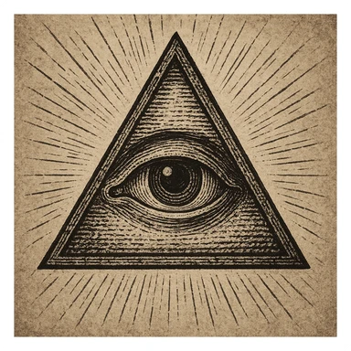 the Illuminati symbol, an eye inside a triangle, mysterious and iconic sticker