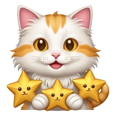 Happy Cat holding 5 stars  sticker