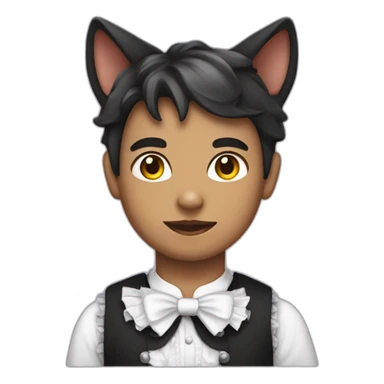 Boy with a french maid outfit and cat ears on his head sticker