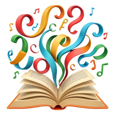 Open book with playful letters swirling out, symbolizing creative wordplay sticker