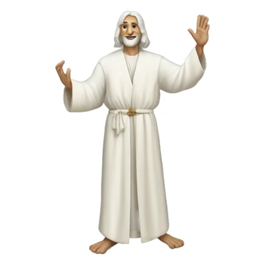 A full-length prophet in a white robe waves his hand, with the inscription "Привет" in the center at the bottom sticker