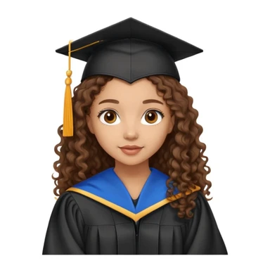 lightskin girl graduating long brown curly hair and brown eyes sticker