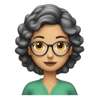 Chica morena de pelo largo liso con piel blanca gafas y dos chichos sticker