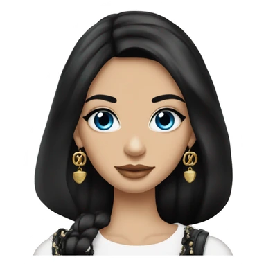 Beautiful girl, Black hair, Straight hair, Long hair, Blue eyes, Russian,Gypsy,model, with chanel bag sticker