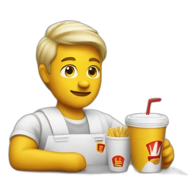  white worker at mcdonalds sticker