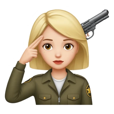Girl holding a gun hand to head not real gun but made with a hand sticker