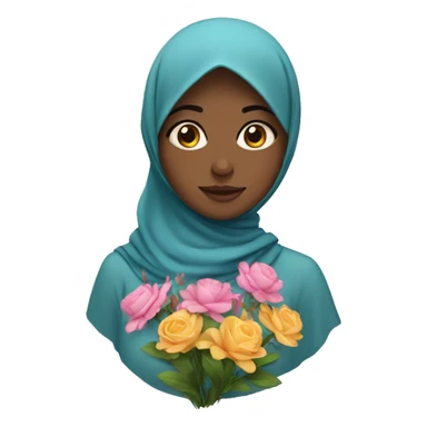 Muslim girl with flowers  sticker