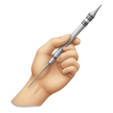 Hand holding tattoo needle sticker