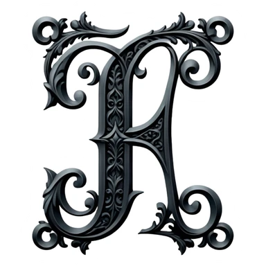 Black gothic vintage, letter “F” of the alphabet sticker