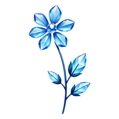 Blue crystal flower and stem sticker