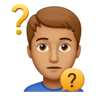 face of a man with a question mark sticker