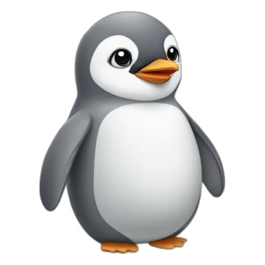 fat grey penguin baby sticker