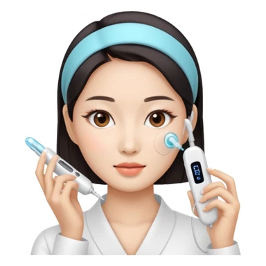 Asian women using facial beauty devices sticker