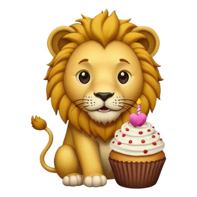 lion with cupcake sticker