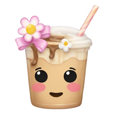 cute iced coffee cup with bows and flowers sticker