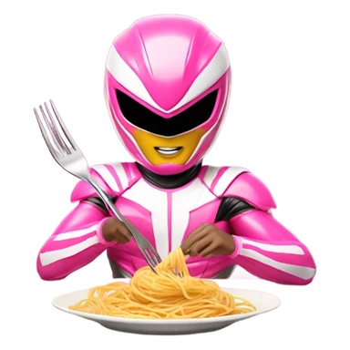 Pink power ranger eating pasta sticker