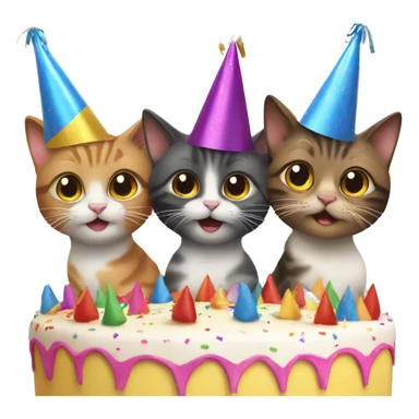 three cats at a birthday party sticker