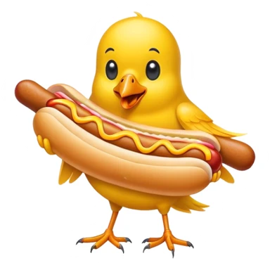 A bird with a hot dog coming from between the legs sticker
