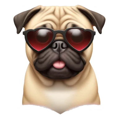 Pug with heart shaped sunglasses  sticker