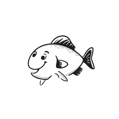 fish, hand drawn doodle style sticker