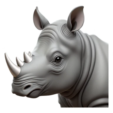 cinematic-noble--rhinoceros-portrait-emoji,slate-grey-hide--poised-and-regal,-with-a-massive,-powerful-build-and-a-thick, -deep-set-soulful-piercing-eyes,-simplified-yet-sharp-and-sophisticated-features,-highly-detailed,-large-black-eyes, zoomed out showing shoulders, large white horn  sticker