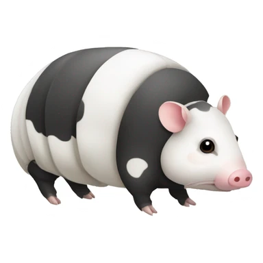 Black and white piebald chubby round armadillo pig panda centipede armadillo  sticker