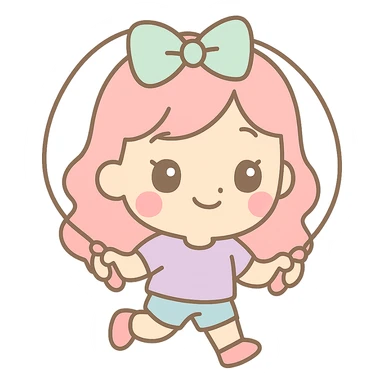 Make the girl do sport, same kawaii chibi anime style, flat pastel colors, thick outlines, simple cute features, transparent background. sticker