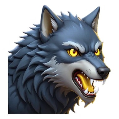 cinematic-noble-fierce-werewolf-howling-portrait-emoji, poised-and-imposing, with a fierce wolfish face tilted upwards in a haunting howl, glowing eyes full of primal ferocity, sharp, elongated fangs bared, and a rugged snout, fur rippling in shades of midnight black and silver, muscles tensed as the powerful howl echoes beneath the moonlit sky; rendered with realism, capturing the raw, untamed power of the beast in its wild, primal state sticker