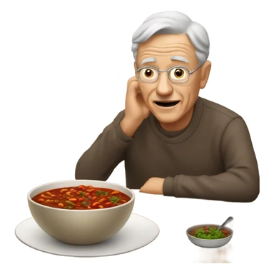 Old man eating chili sticker