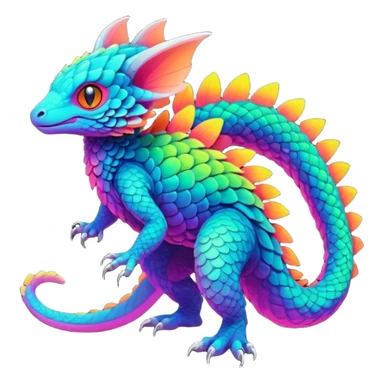 futuristic lush warm-colored neon-colored Fakémon-Trico-creature (full body) sticker