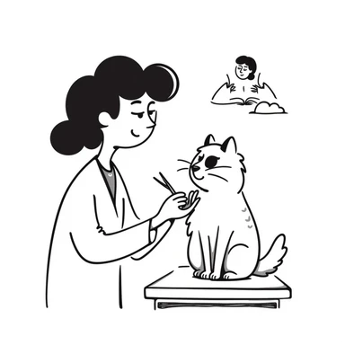 veterinarian examining a cat sticker