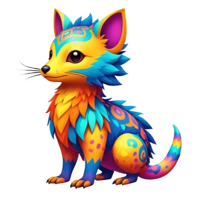 colorful vibrant Fakémon-creature with random markings sticker