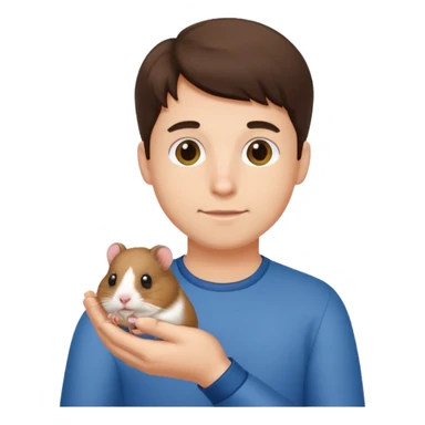 a brunette man vet holding a hamster sticker