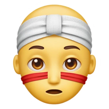 Yellow dizzy emoji with red bump on head and bandage sticker