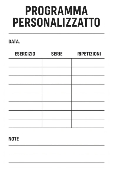 Scheda di allenamento di palestra con scritto "Programma Personalizzato" sticker