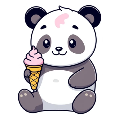 Panda eating ice cream sticker