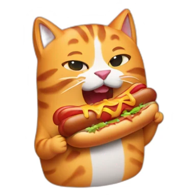 cat eating a hot dog sticker