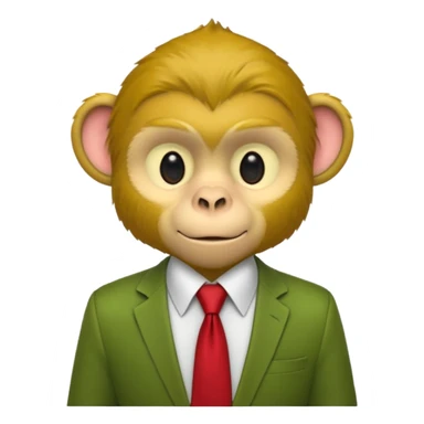 yellow monkey with green shirt,red tie sticker