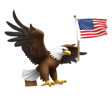 Eagle taking shots on a boat with american Flag sticker
