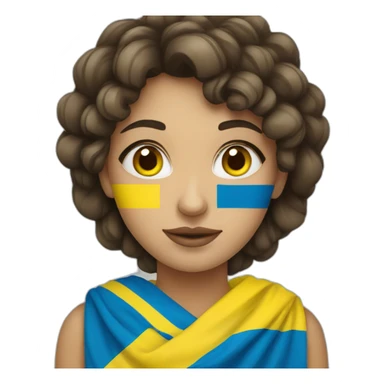 woman with Ukraine flag sticker